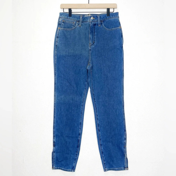 Madewell 11" Roadtripper Slit Hem Jeans 29 Blue Stretch Denim High Rise DM2475 - Picture 4 of 13
